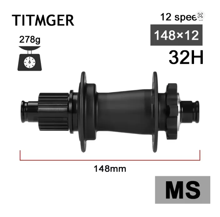 Maza trasera TITMGER 32H 12x148mm MS