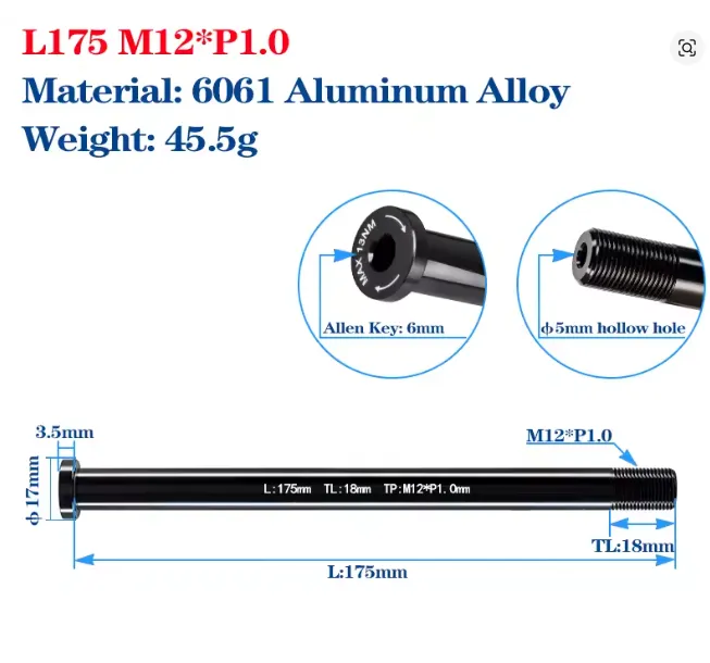 Eje pasante trasero Genius 12x175mm P1.0